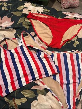 Old Navy Red, Blue & White Striped Bikini Set